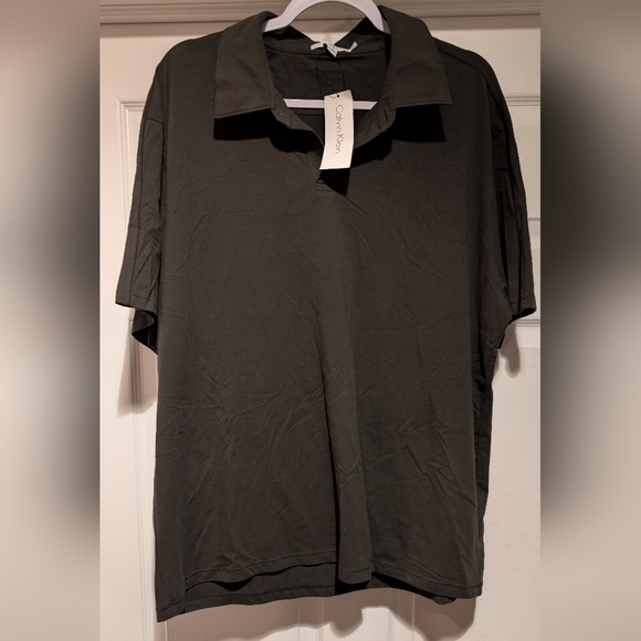 Calvin Klein NWT $58 Men's Short Sleeve Polo Shirt Stretch XXL Color Pine Green - Picture 1 of 10